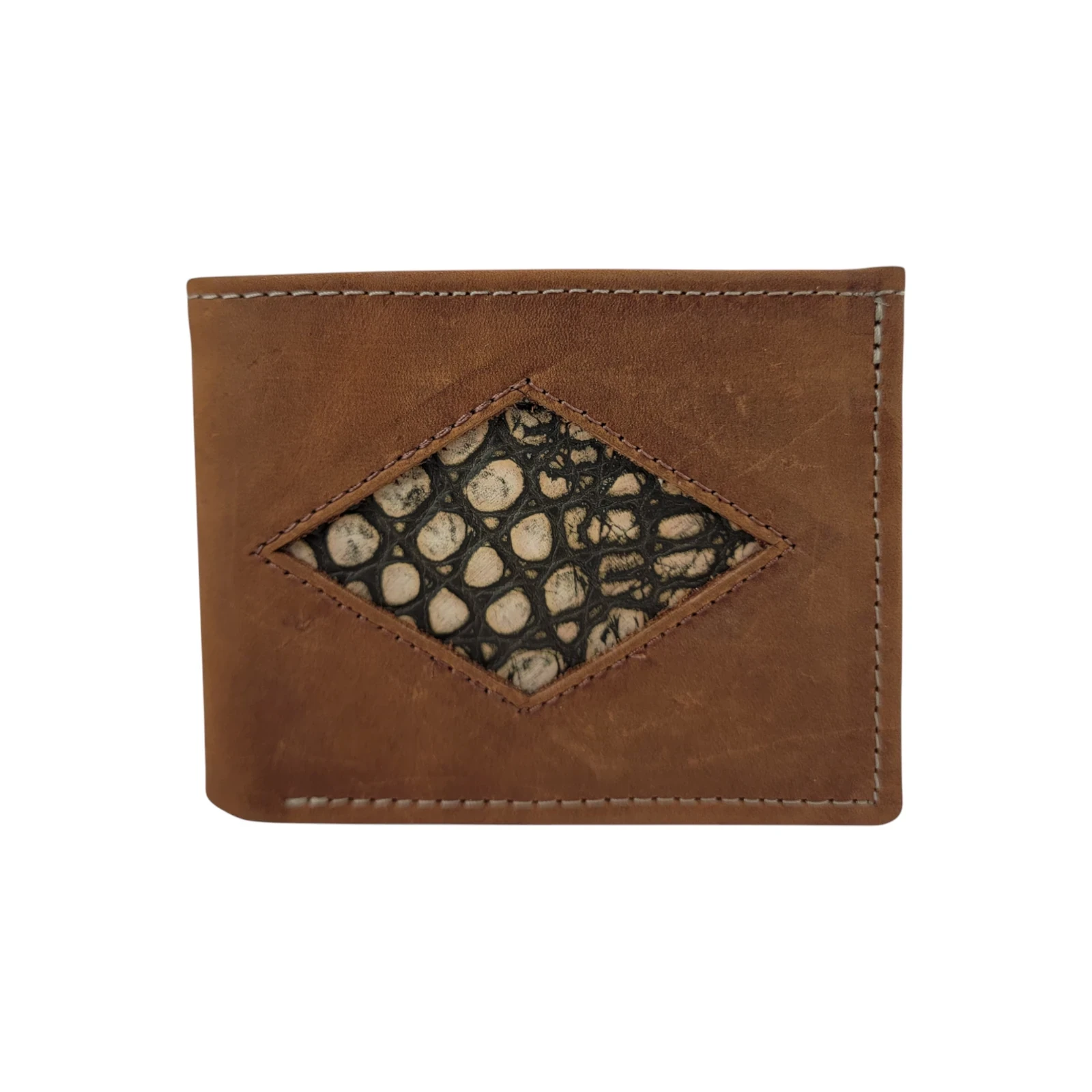 Billetera bifolio combinada cueeo cafe crazy y grabado cocodrilo 