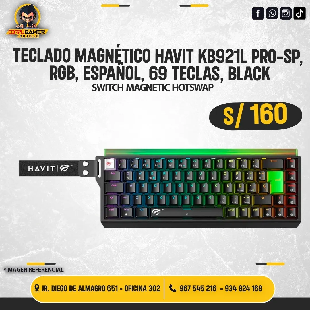 TECLADO MAGNÉTICO HAVIT KB921L PRO-SP BLACK 