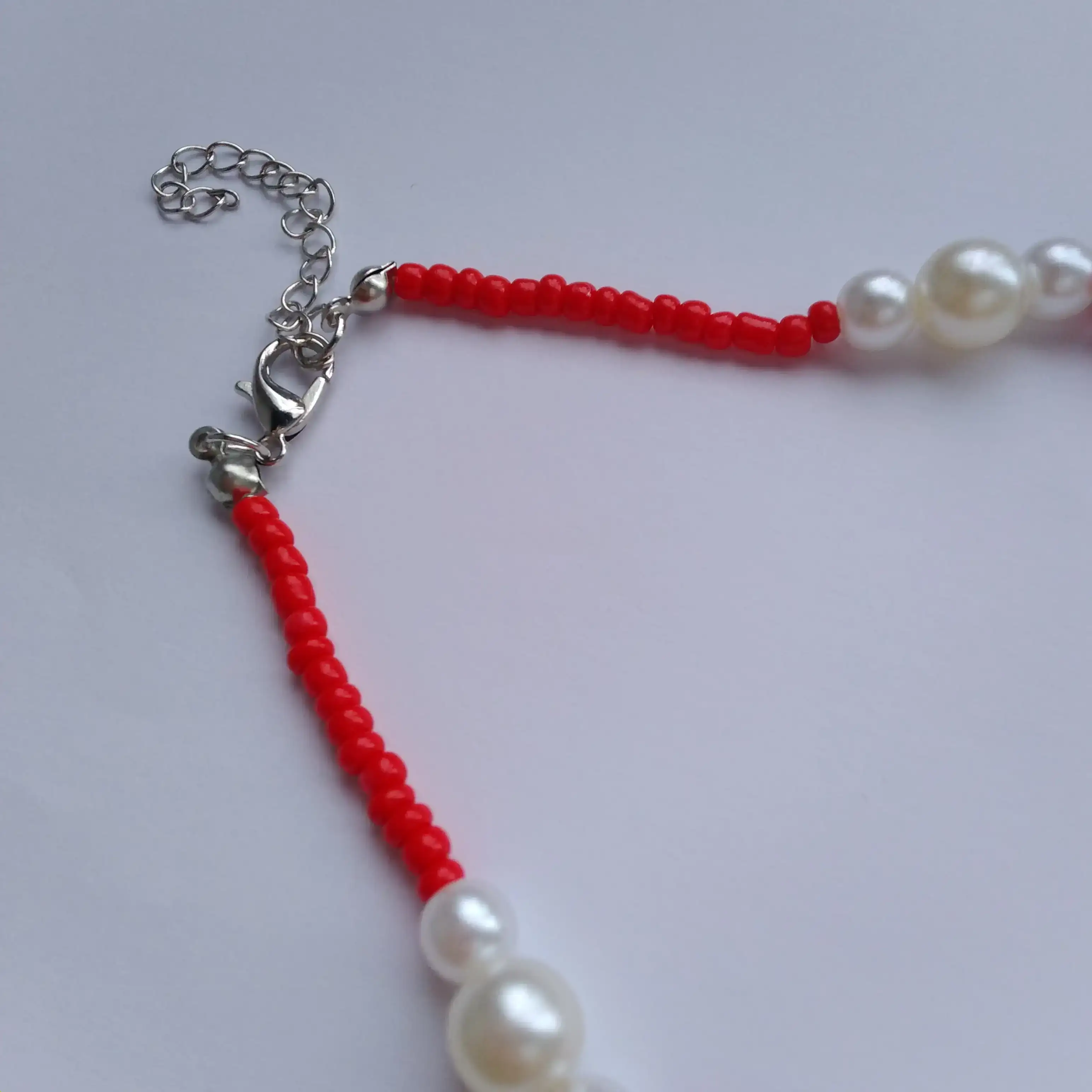 Collar flores rojo y blanco  3