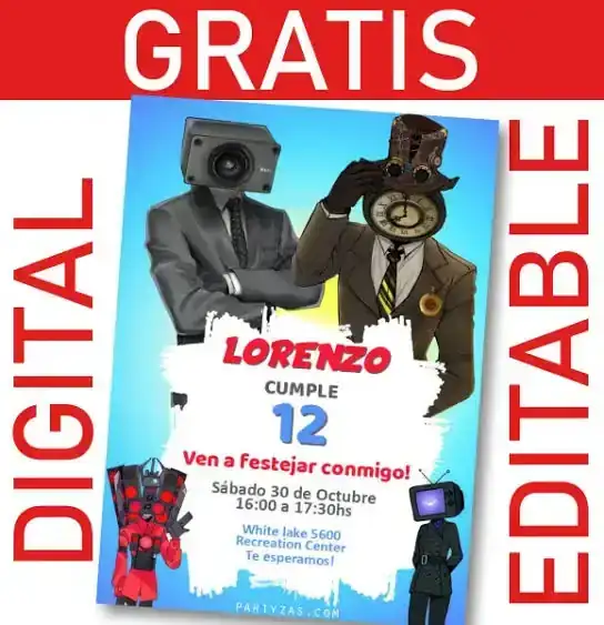 Invitación en Video y estática Skibidi Toilet