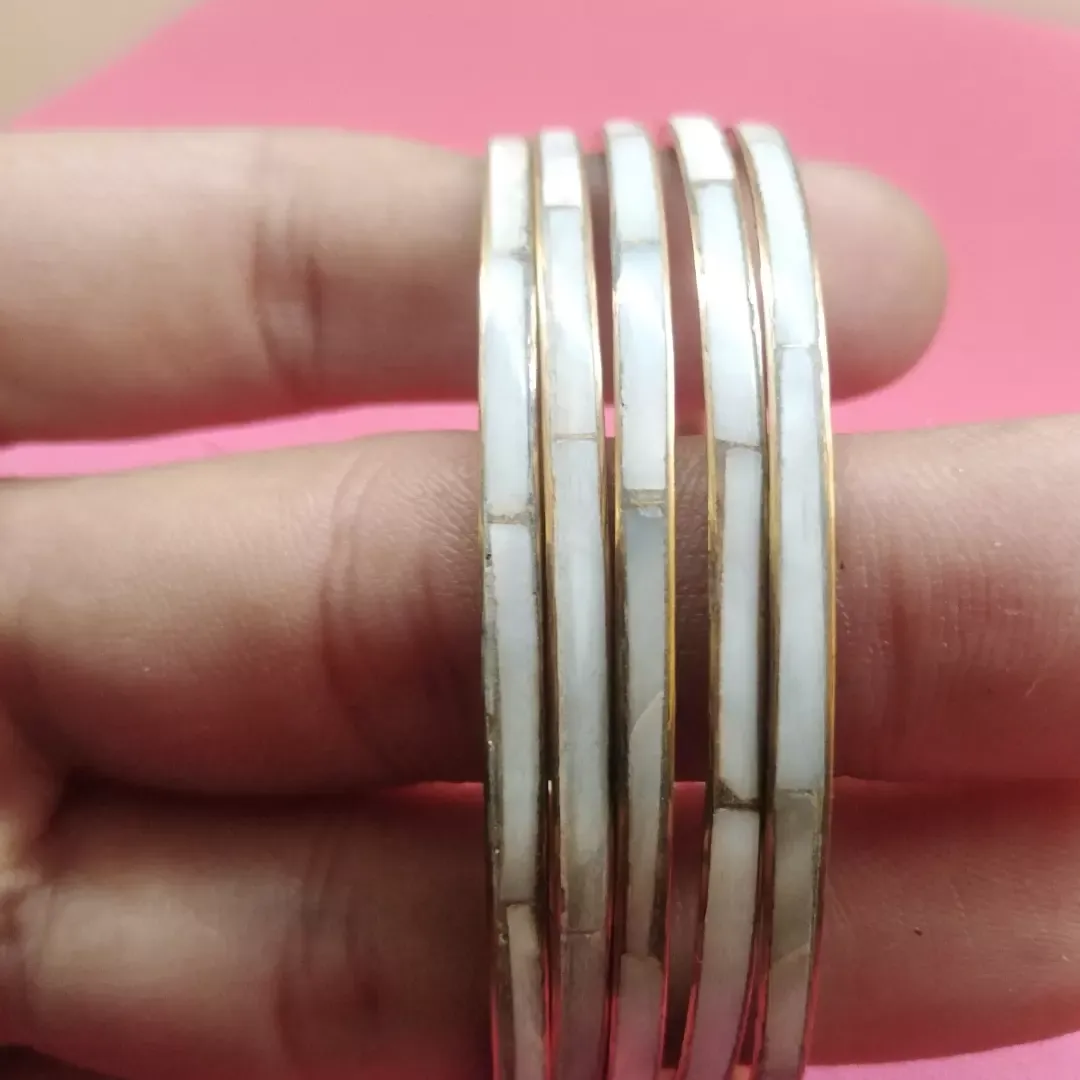 pulseras de bronce y concha nácar 2