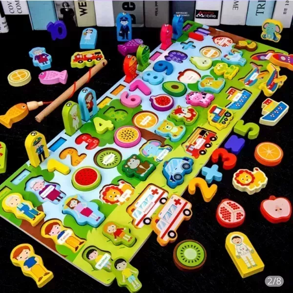 Juego montessori pesca y figuras 4