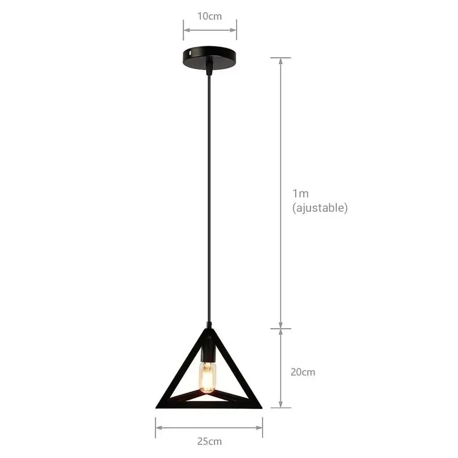 LAMPARA COLGANTE TRIANGULAR NEGRA 1L E27 5