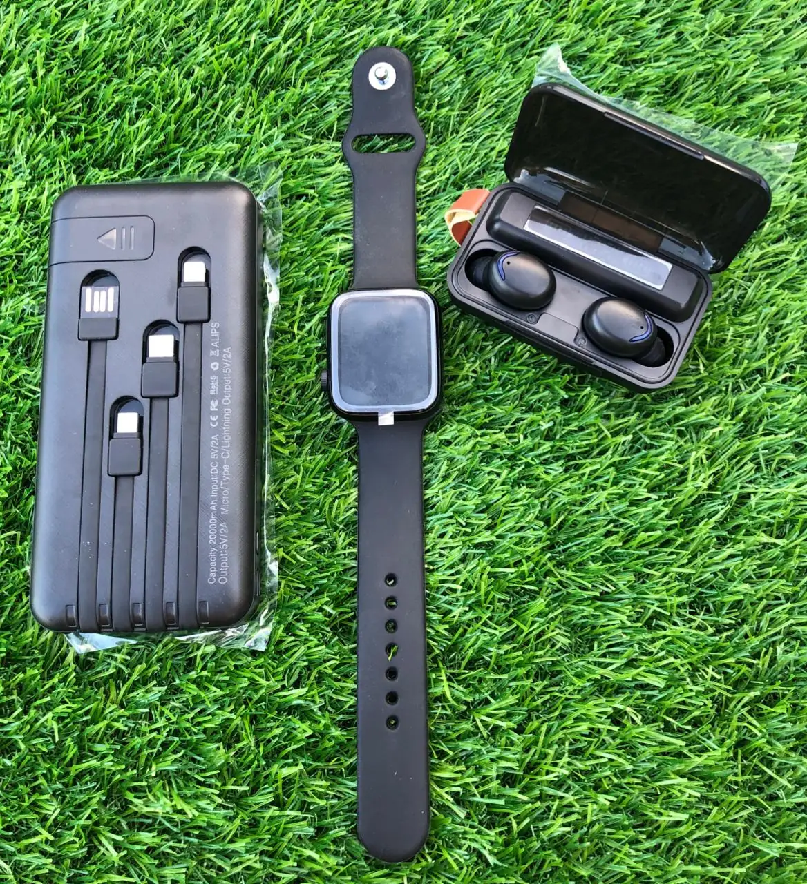 Super combo de auriculares,power bank y Smartwacht 