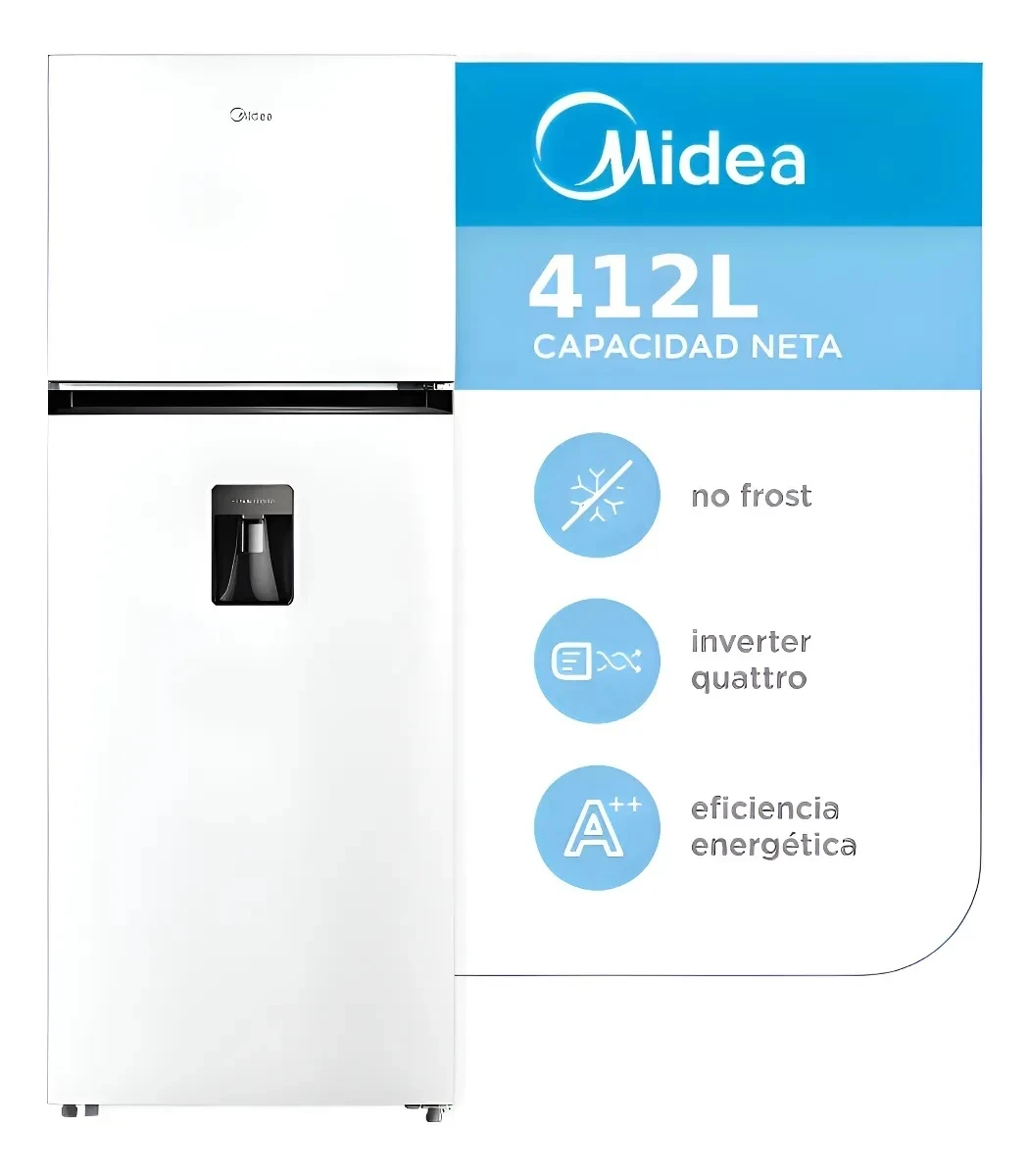 HELADERA NO FROST INVERTER 412LTS MIDEA CON DISPENSER BLANCA ‼️SOLO POR PEDIDOS‼️ 2