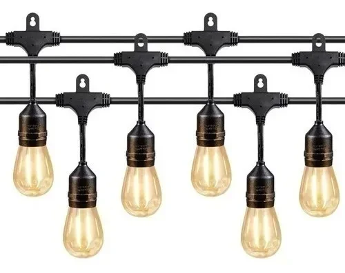 Guirnalda 10 Mts Y 10 Ampolletas 2W Luces Led Exterior E27 Navidad  2