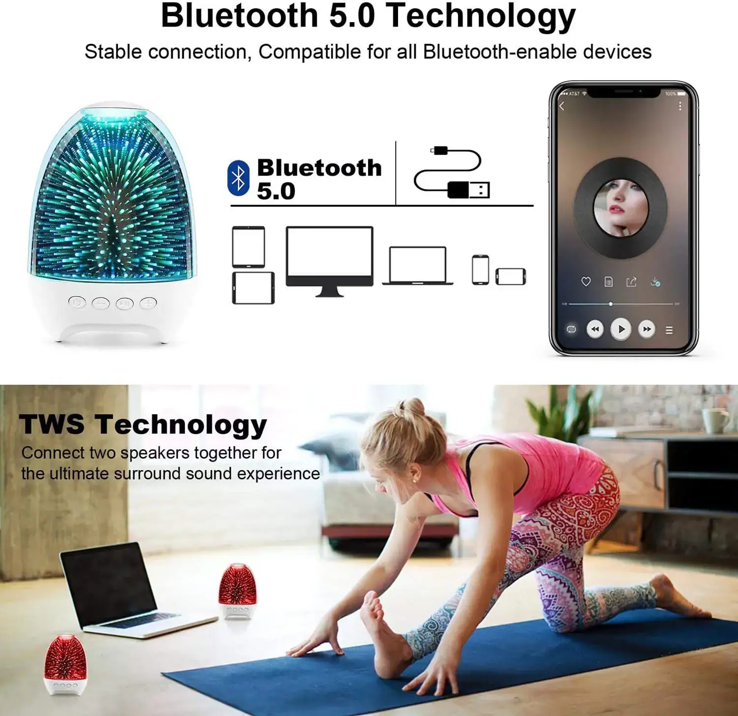 Lámpara Bocina Bluetooth Touch De Colores  4