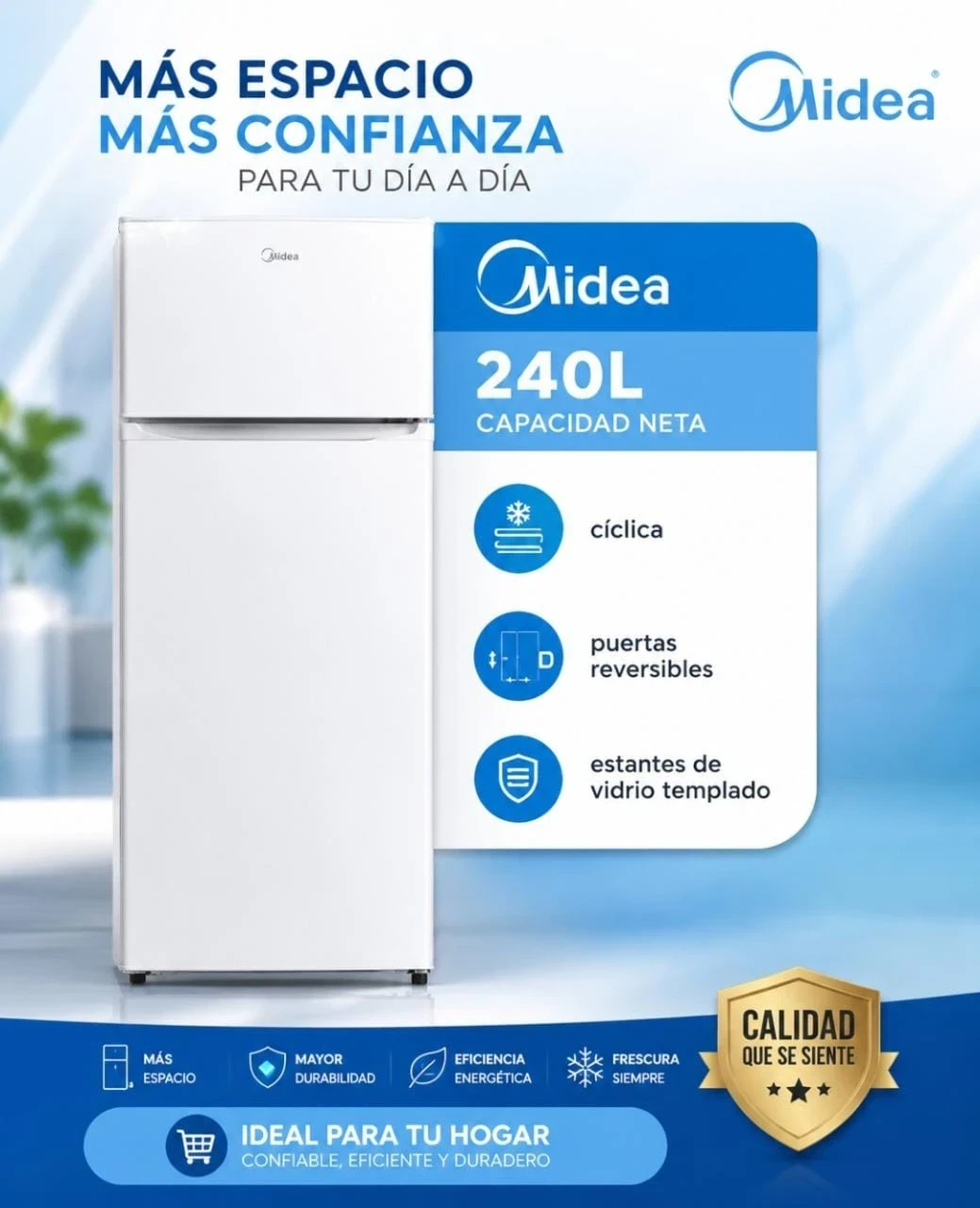 Heladera Midea 240ltr