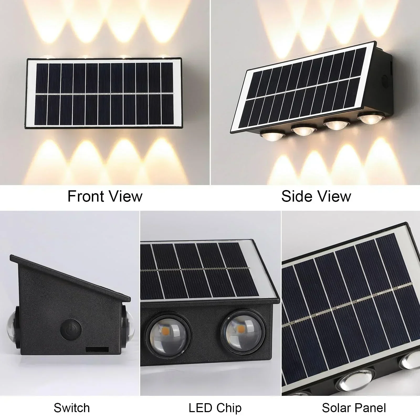 APLIQUE PARED SOLAR 2.2W NEGRO IP65 2