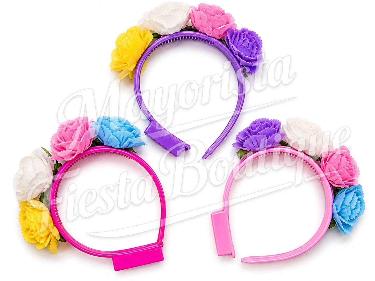 Pack x6u vincha de flores led.