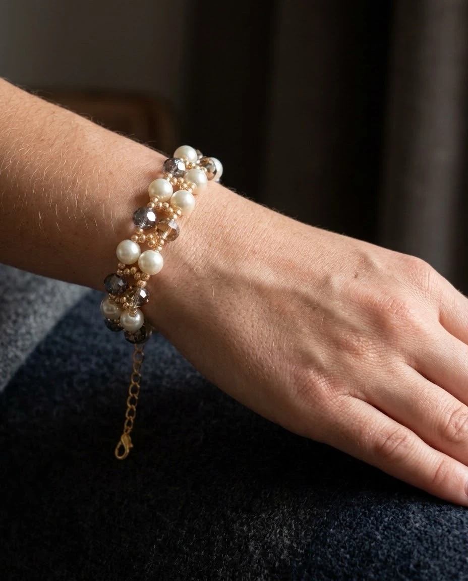 Pulsera de Perlas y Cristales  2