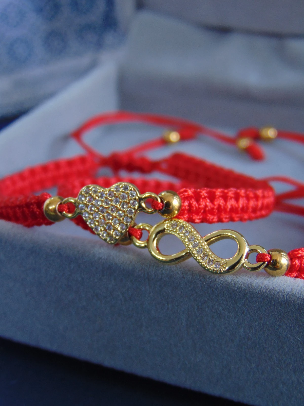 SET PULSERAS RODIO DOR TEJIDAS AMOR INFINITO 2