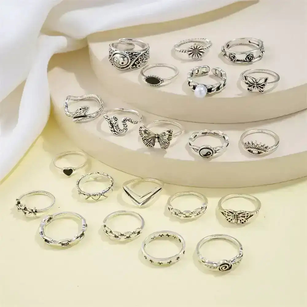 Set x21 Anillos Burea Plateados REF: D14 2