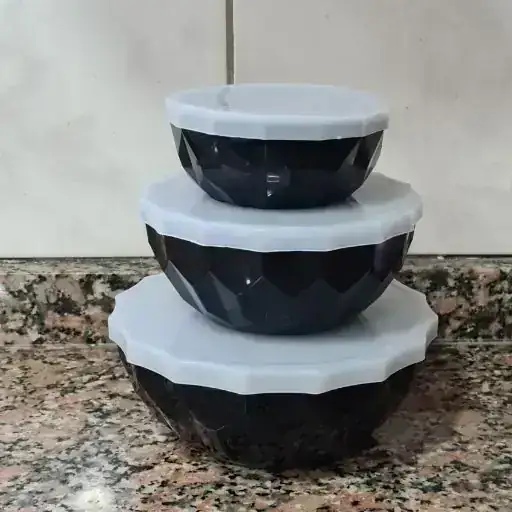 Set x 3 Bowl Faceteados con tapa 3