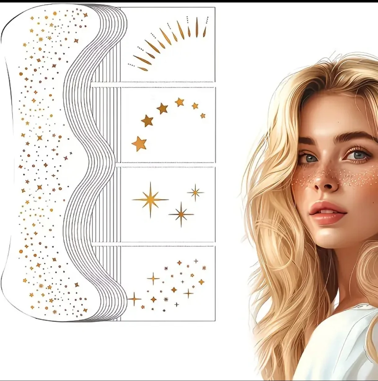 Pegatina Maquillaje Purpurina Dorado