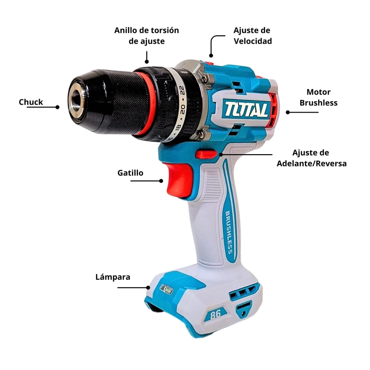 TIDLI20868 Taladro percutor 86nm industrial total 5