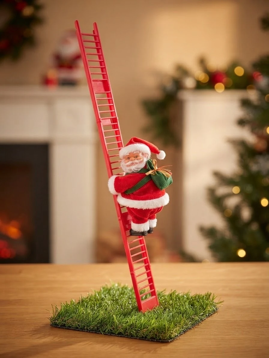 santa claus que sube y baja de la escalera 