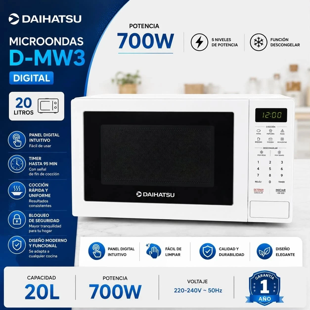 HORNO MICROONDAS DAIHATSU 20 LTS D-MW3