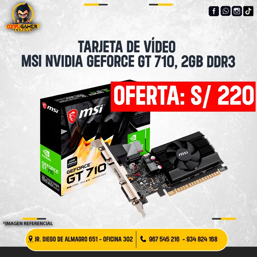 TARJETA DE VÍDEO GEFORCE NVIDIA MSI  GT710 2GB DDR3