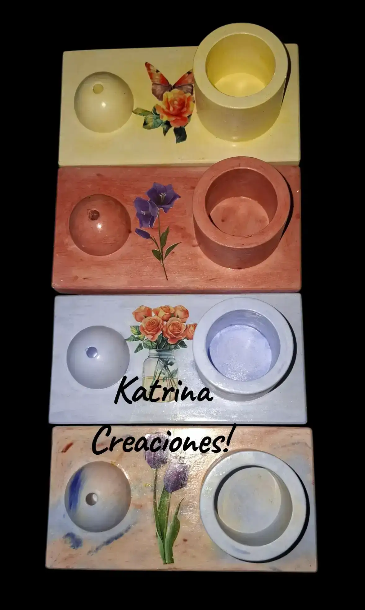Porta vela e inciensos en yeso color.varios diseños  2