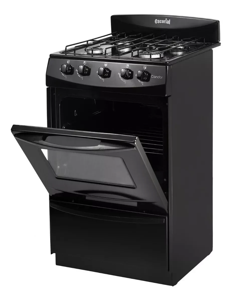 Cocina  Escorial Candor S2 Black 4 Hornallas Visor Y Parilla gas natural 3