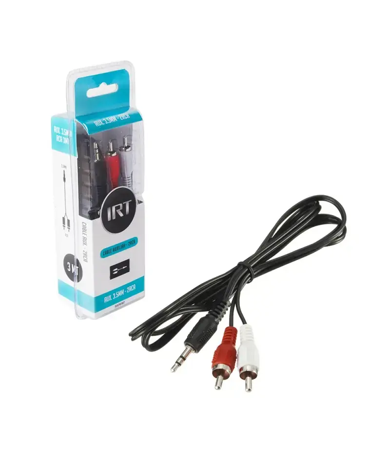 CABLE AUX MACHO - 2 RCA MACHO - 3 MTS  IRT