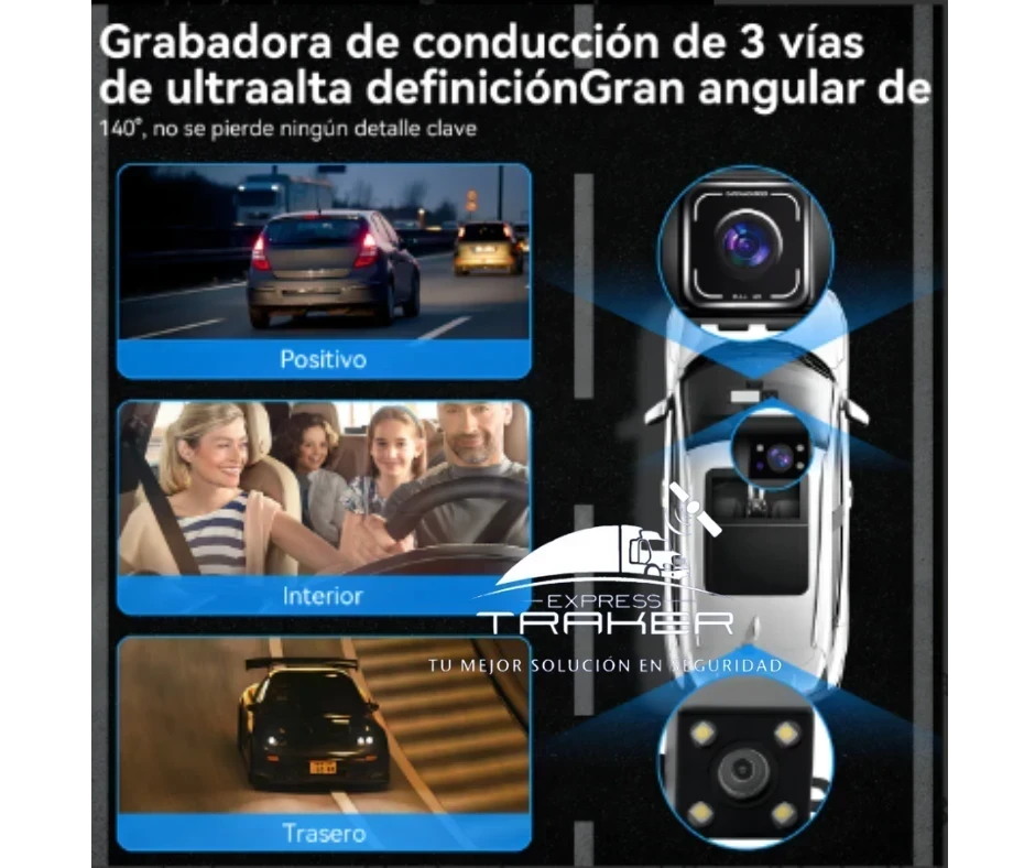 DASHCAM 3 CÁMARAS WIFI 64GB FIJA 7