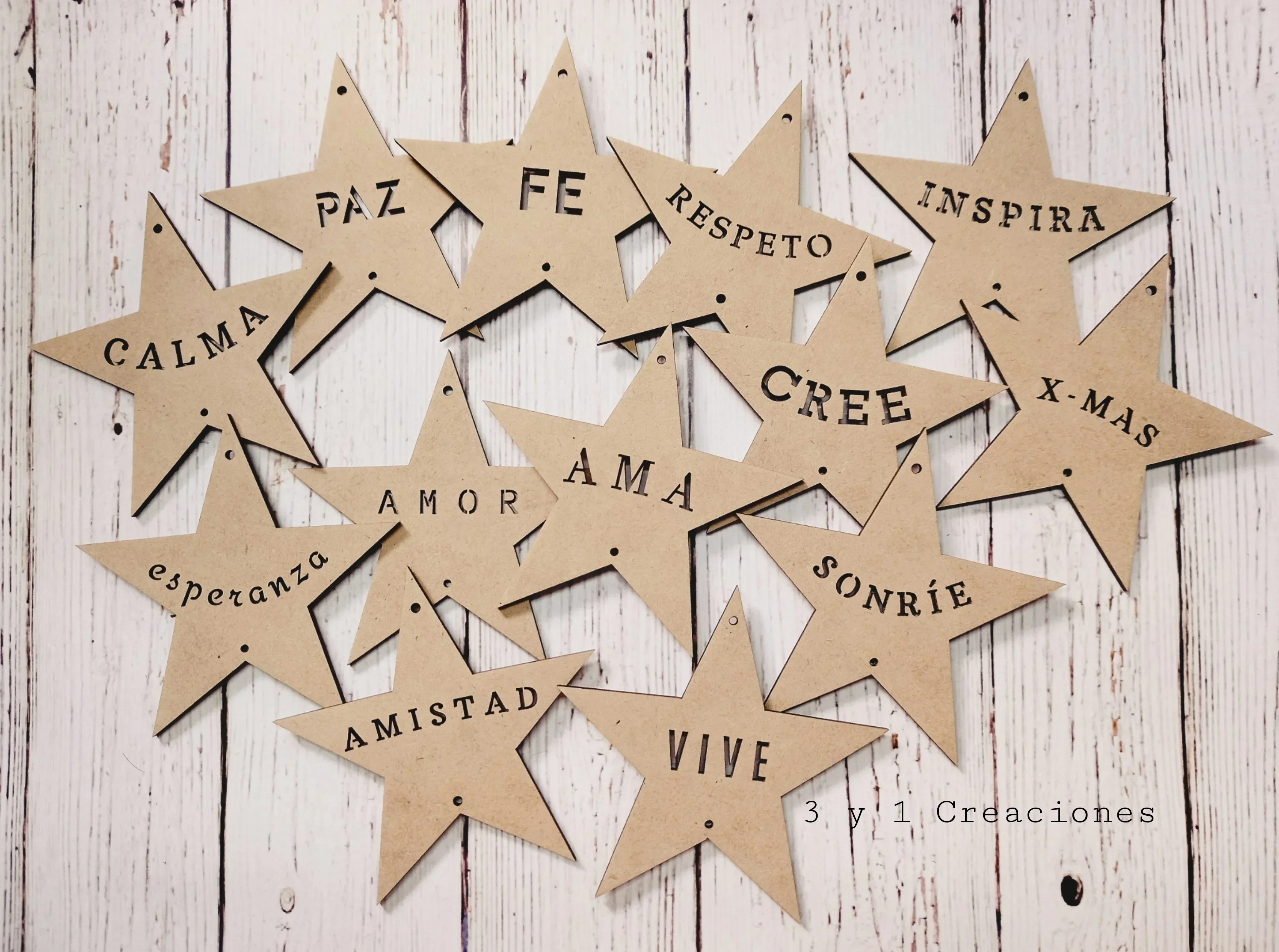 FIGURA ESTRELLA CON PALABRA 7 CM