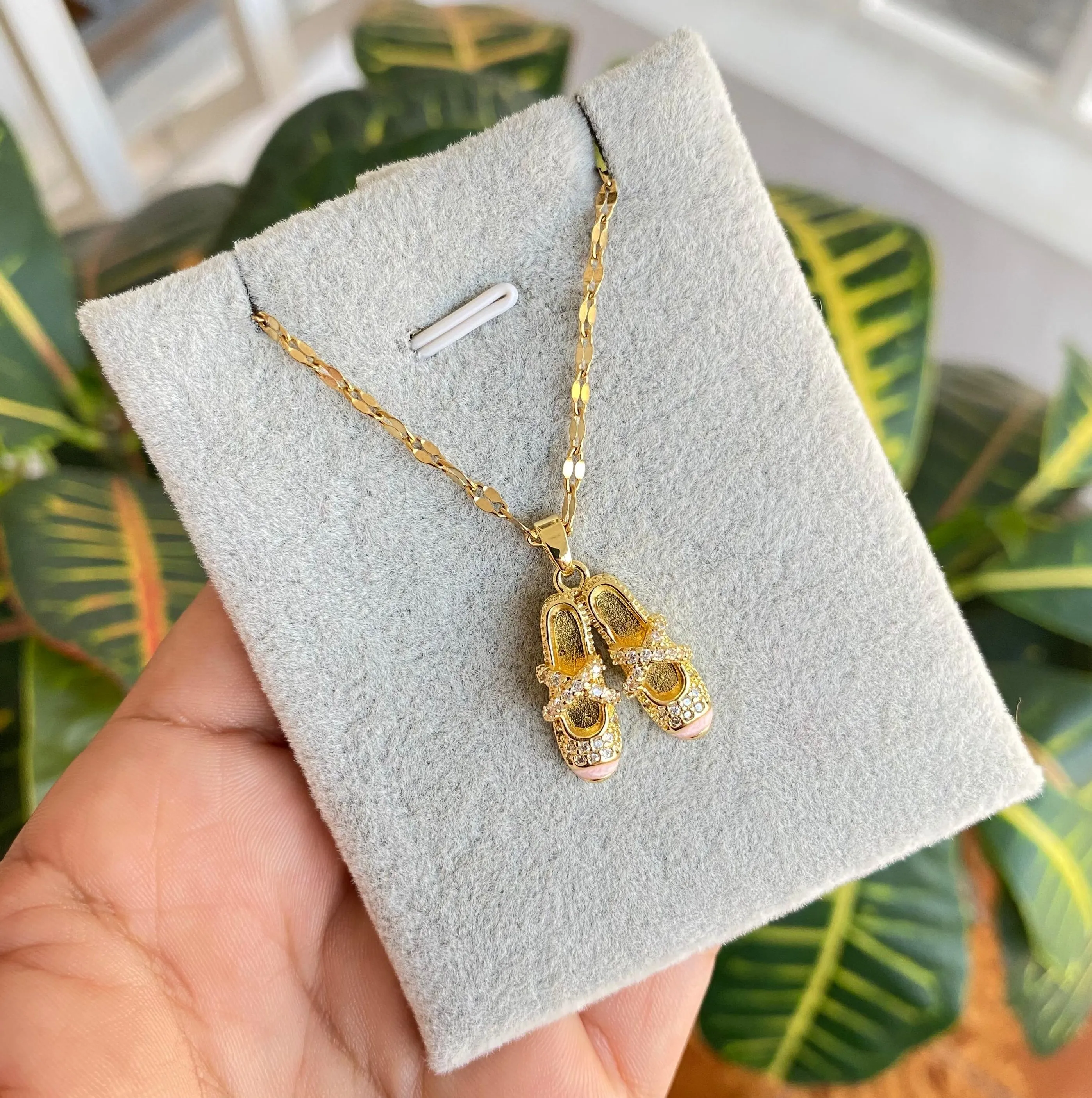Cadena Y Dije En Acero Con Piedra Circon De Zapatilla De Ballet 3