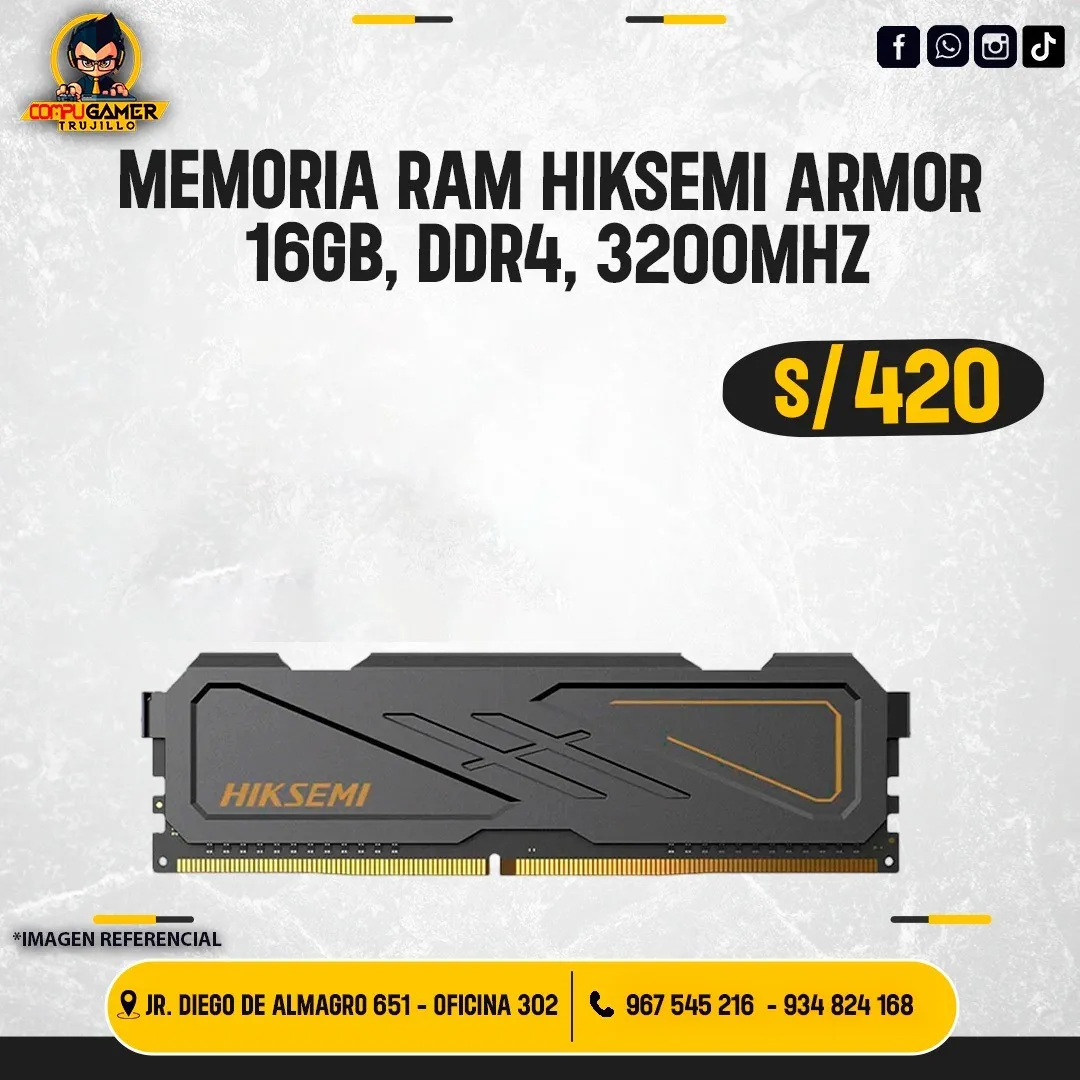 MEMORIA RAM HIKSEMI ARMOR 16GB, DDR4, 3200MHZ, GRIS