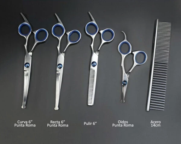 Set 4 tijeras 6″ + Peine  Oveja Negra