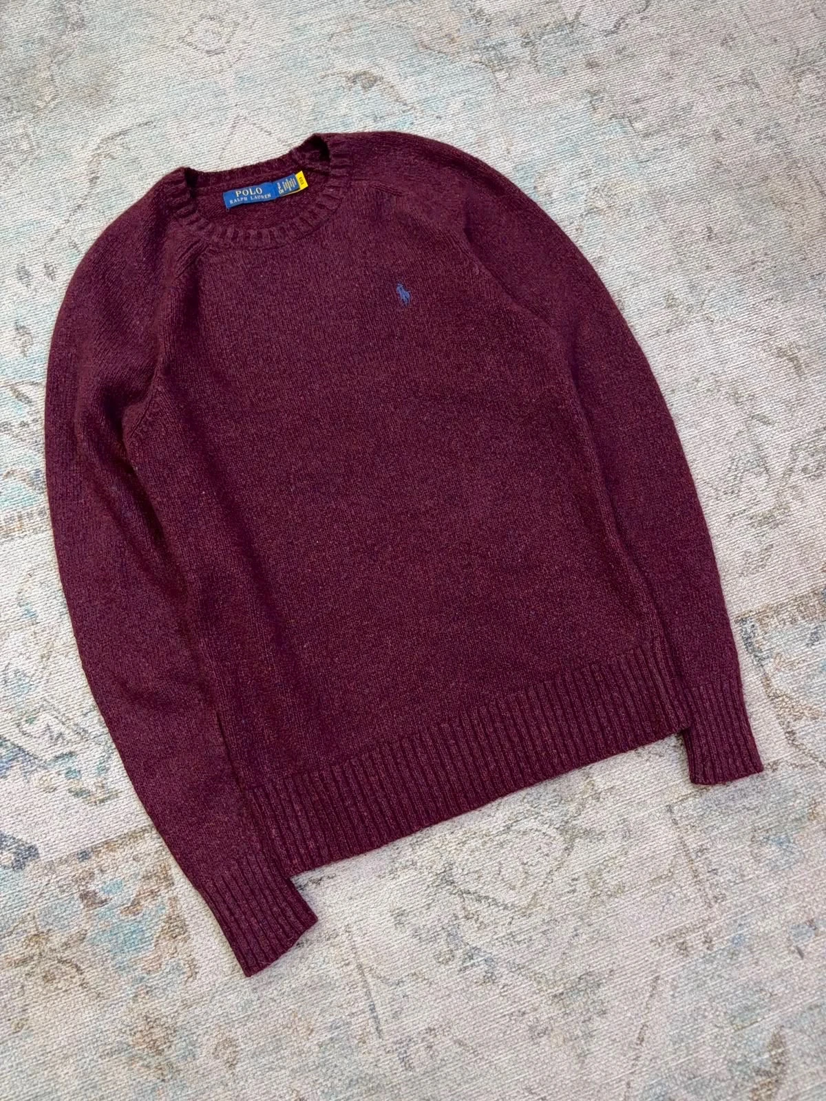 Sweater Polo Ralph Lauren Vino Tinto Lana Hombre Talla S