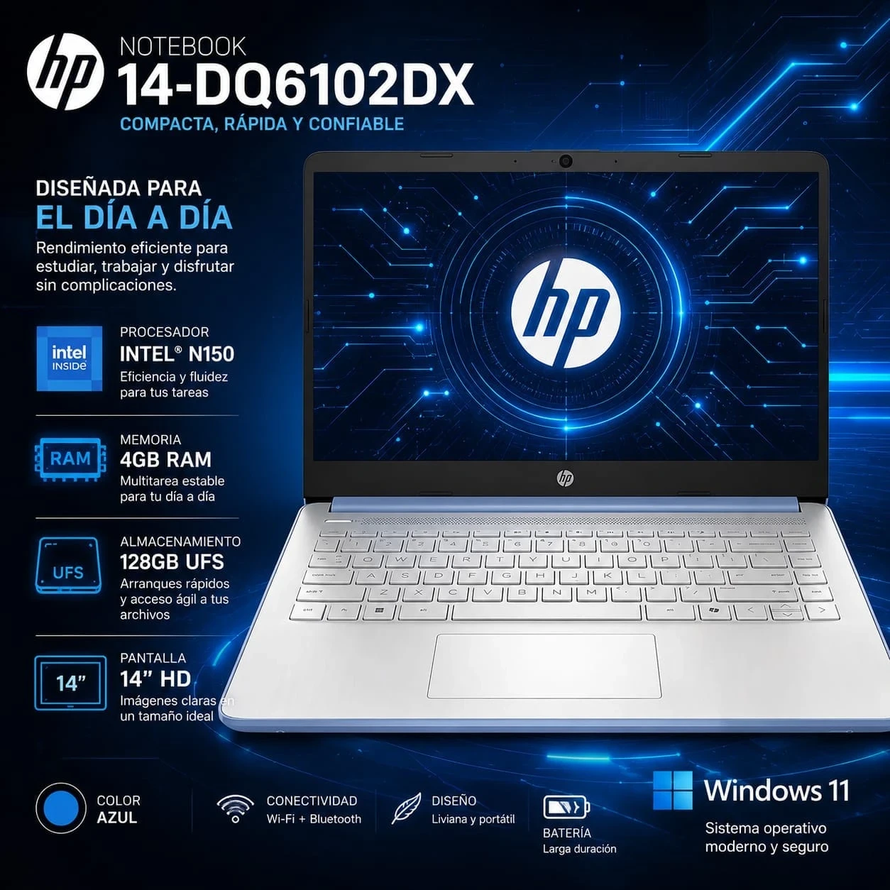 Notebook HP Intel N150 4GB 128GB