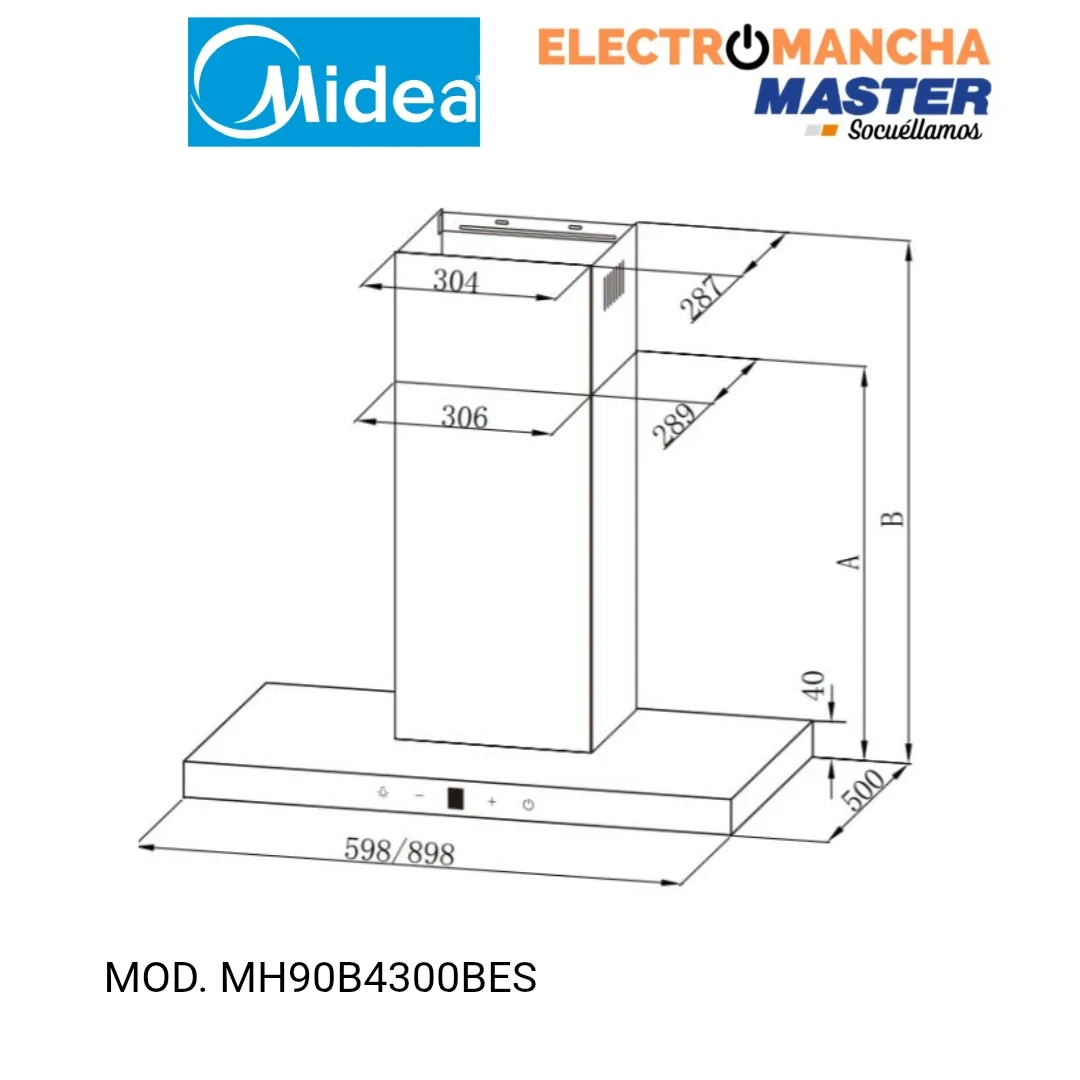 CAMPANA DECORATIVA MIDEA MH90B4300B-ES 90 CM.  3