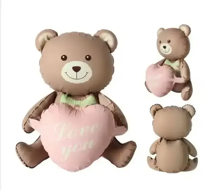 Globo metalizado oso marrón corazón 60x55 cm