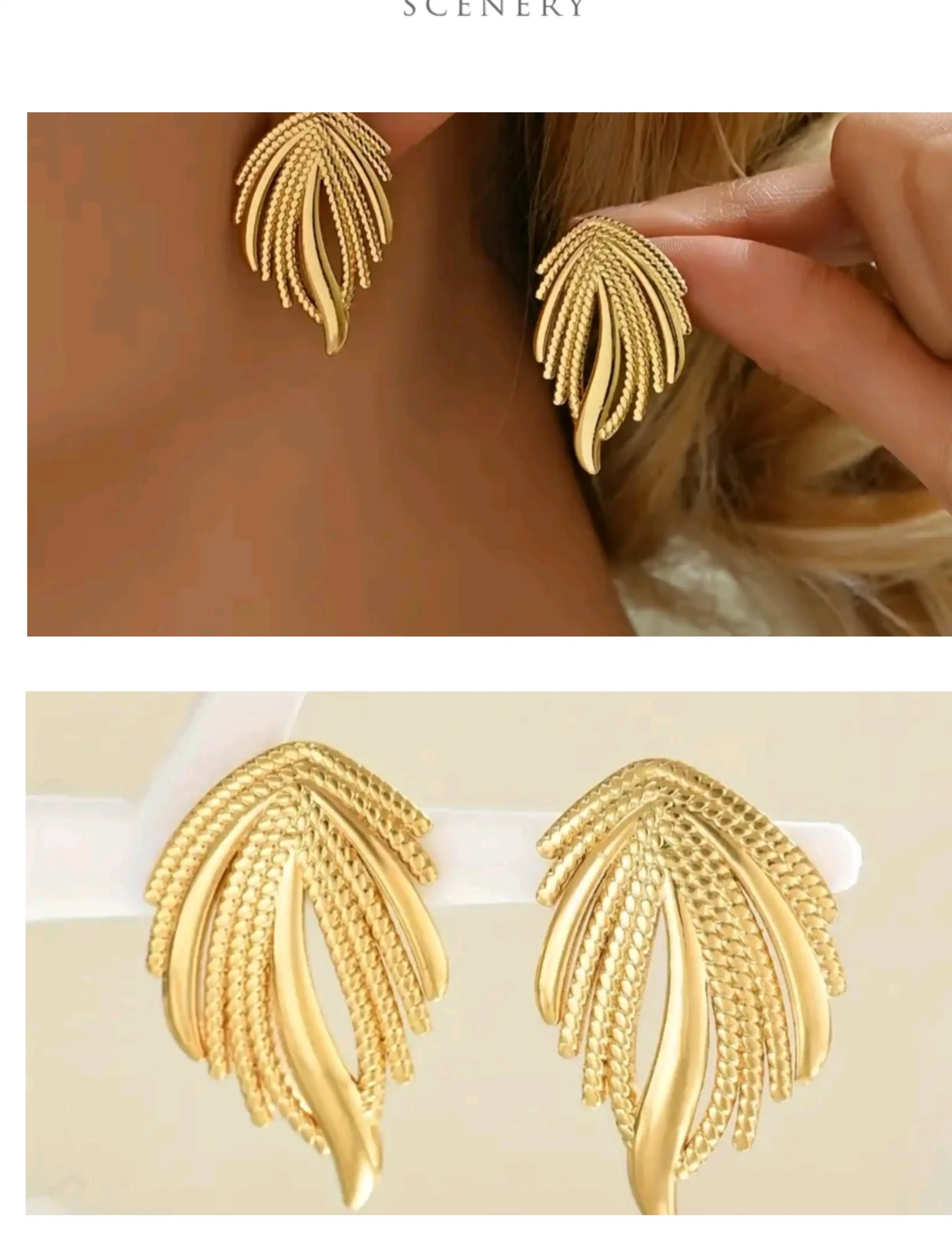Aretes hoja dorada