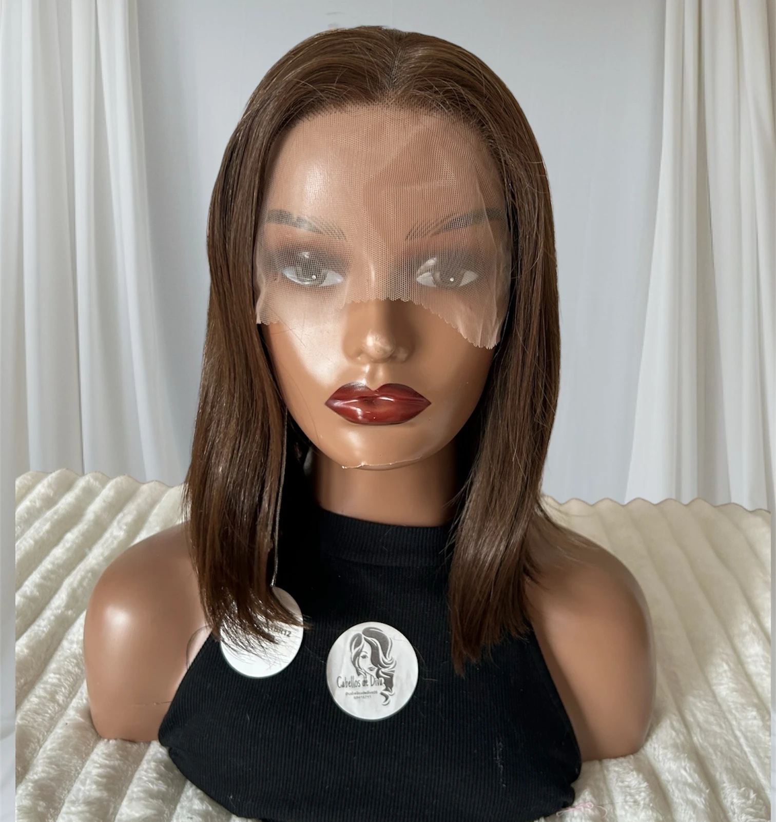 Pwluca semi natural Bob  de 12 pulgadas, frontal 13x6 3