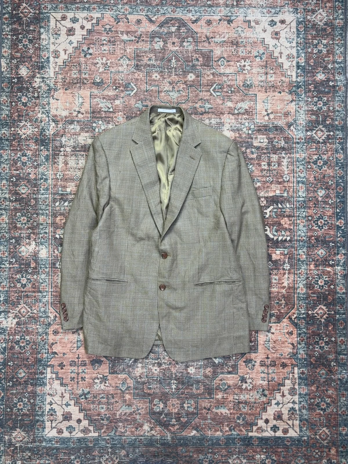 LAUREN RALPH LAUREN SILK & WOOL CHECK BLAZER 2