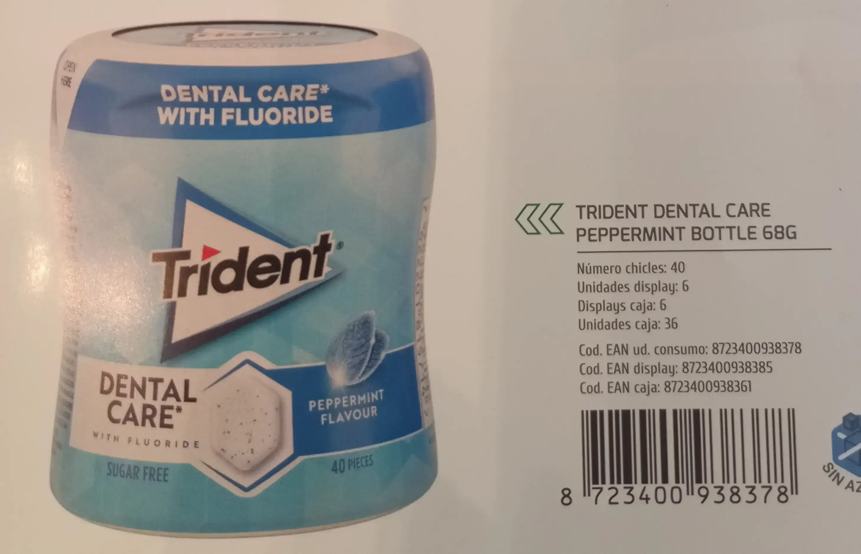 TRIDENT DENTAL CARE PEPPERMINT BOTE
