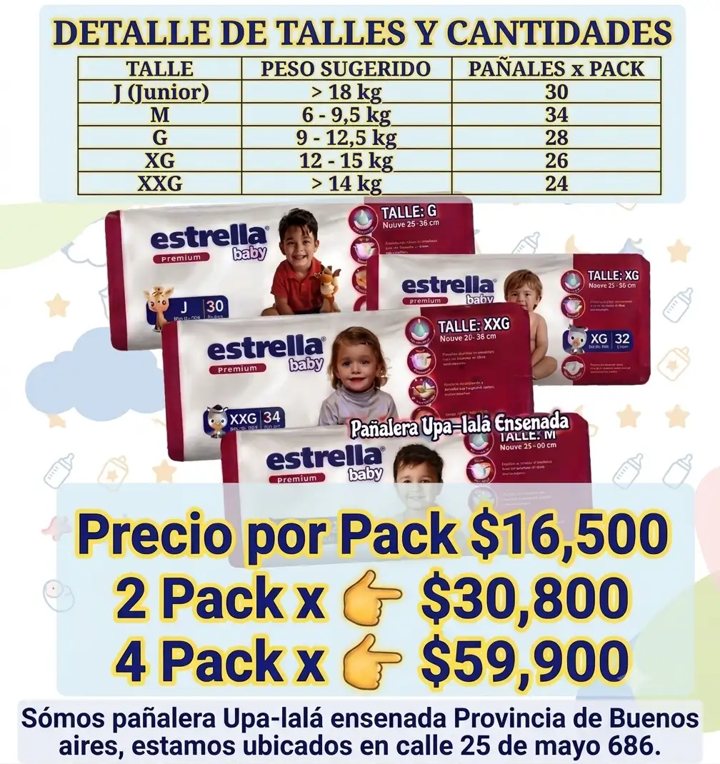 Pañales Estrella Premium Hiperpack Todo Los Talles 3