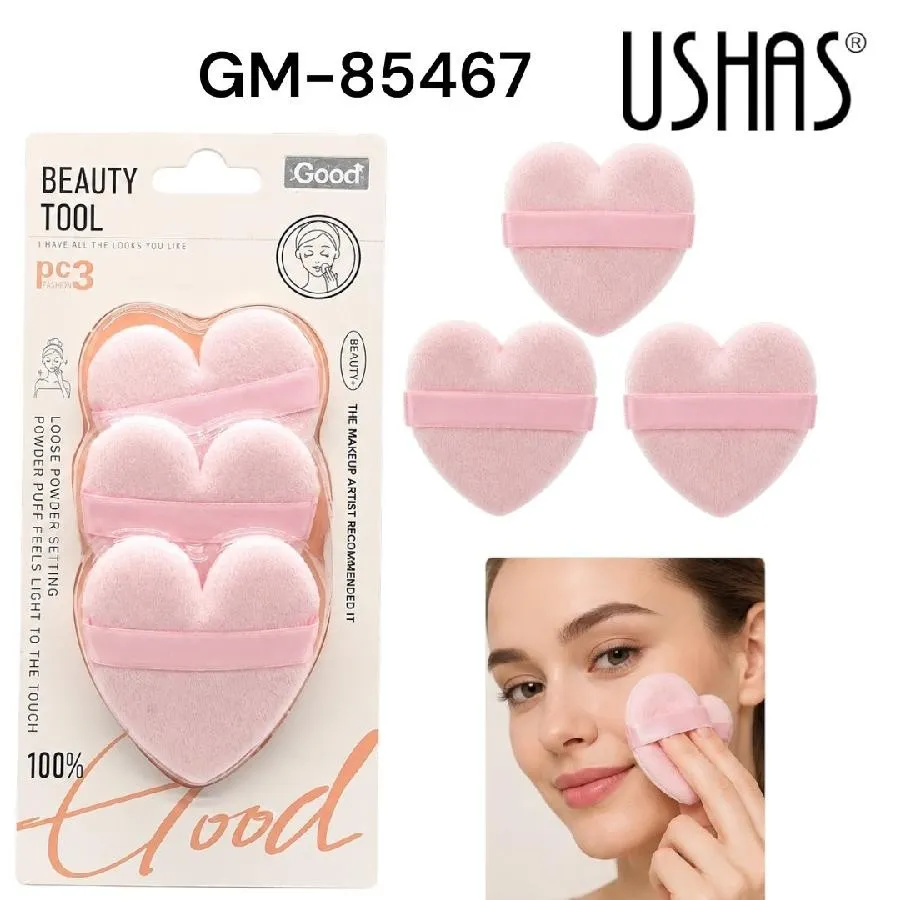 set x3 de borla de maquillaje de corazoncito beauty tool