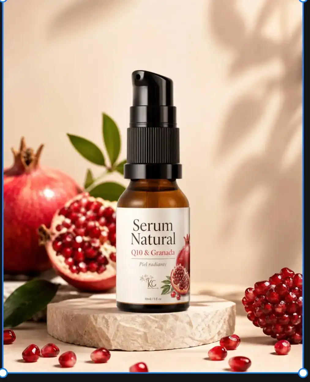Serum facial de Q10 y granada. Nocturno. 
