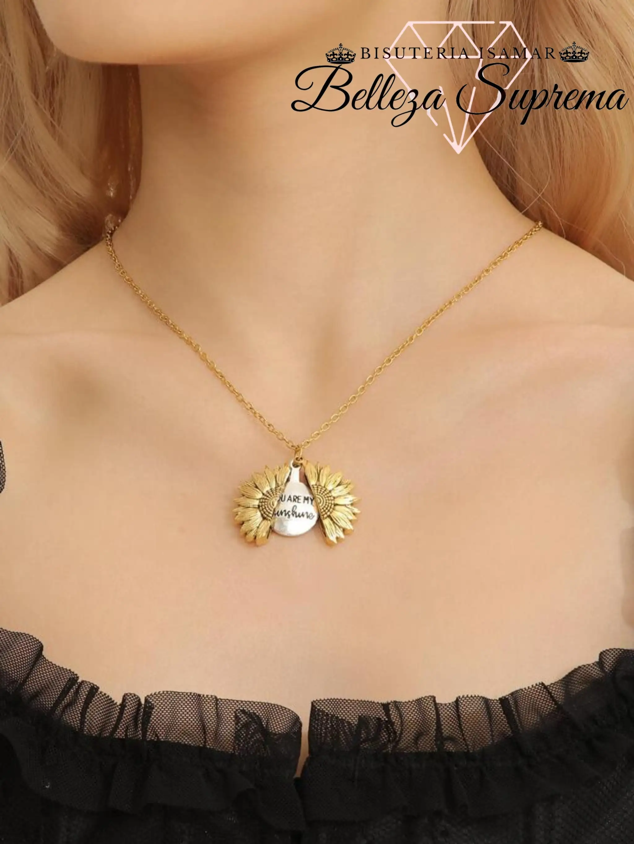 COLLAR CON DIJE DE GIRASOL CON ABERTURA 