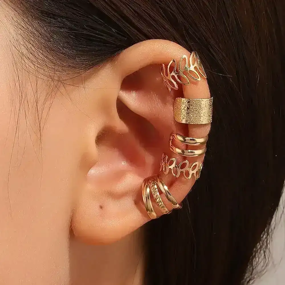 Set x5 Ear Cuff Ruby Dorados REF: B06