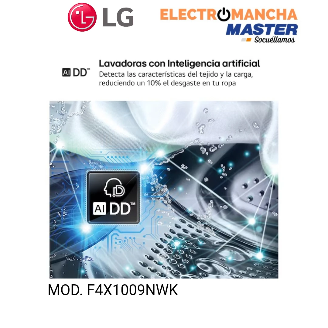 LAVADORA LG F4X1009NWK 9 KILOS 1400 RPM CLASE A  5