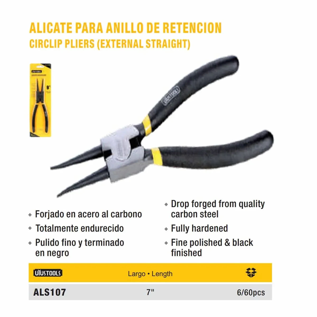 ALICATE CHAVETERO RECTO (Abre) UYUST 7"