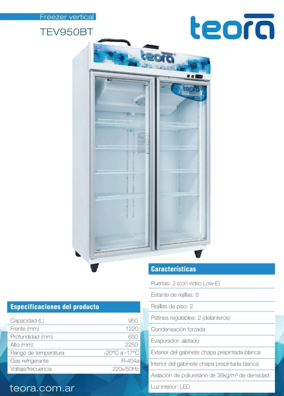 Heladera Exhibidora Teora TEV950 950 LTS