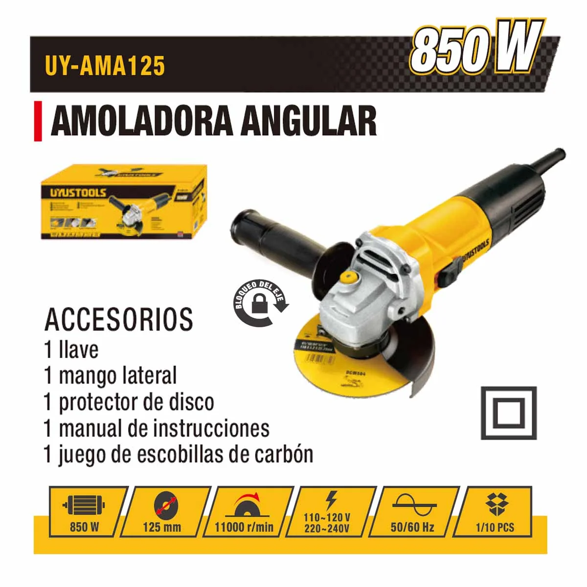 AMOLADORA UYUST 5" 125 MM-850W