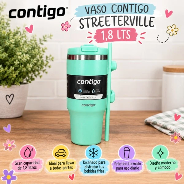 VASO CONTIGO STREETERVILLE 1,8 LTS - VERDE AGUA REEF
