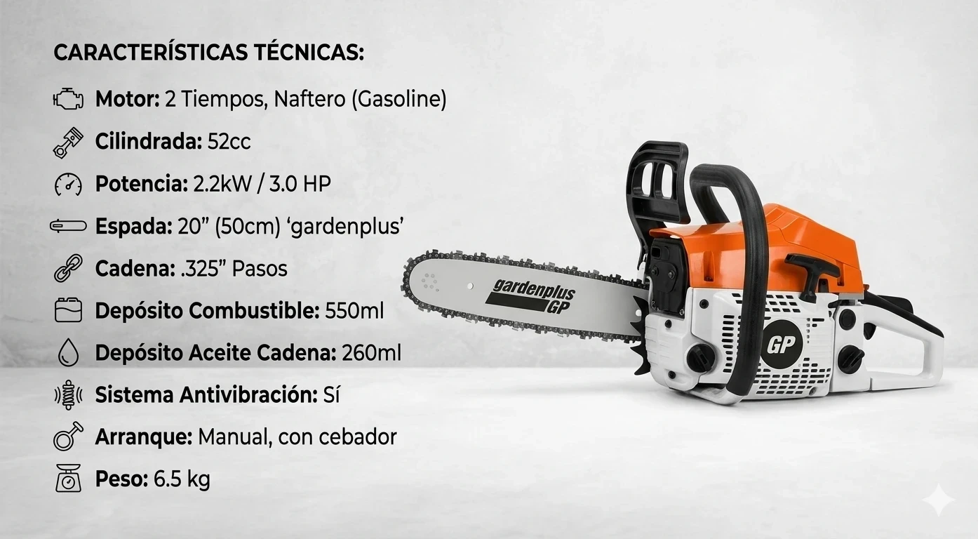 Motosierra Naftera Gardenplus Gp Prom-52g 2